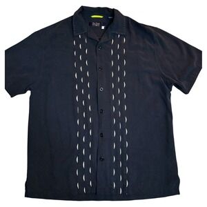Nat Nast 100% Silk Embroidered Button Down Shirt Men's Medium Luxury Originals